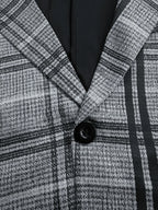 European American Style Men's Business Fashion High Quality Grey Two-Piece Suit Plaid Print Casual Style