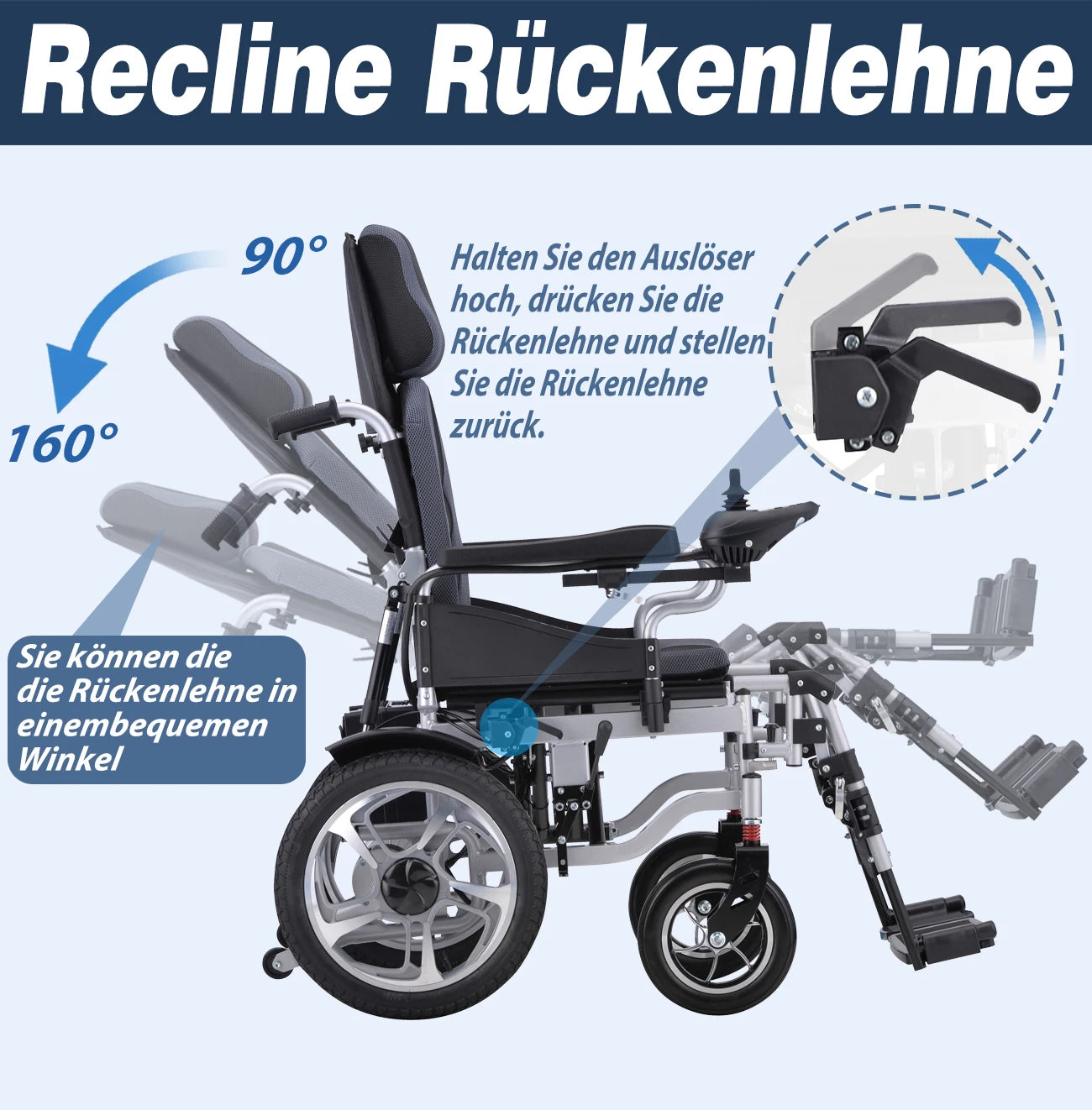 Electric Wheelchair for Adults Long Large Support Power WheelChair Seniors Folding Wheelchair Main image