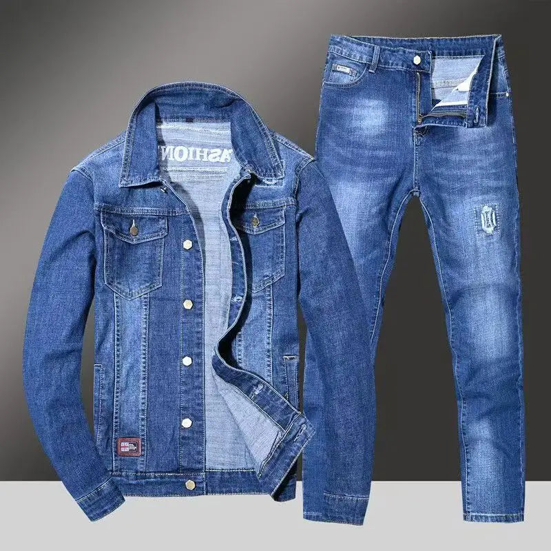 Spring Autumn Men's Denim Suit Loose Korean Trendy Two-Piece Versatile Outerwear Casual Jacket Denim sets