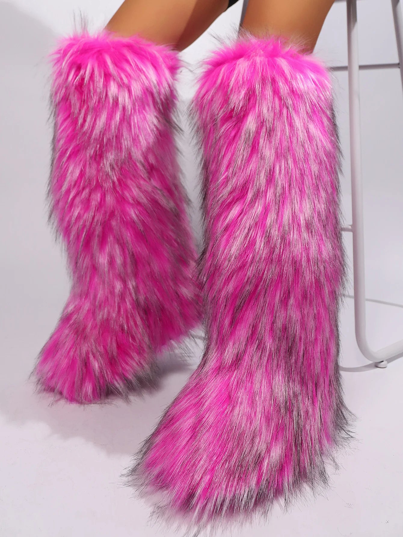 Winter New High Boots Over The Knee Snow Boots Women Plus Velvet Warm Imitation Fox Fur Boots Imitation Raccoon Fur Winter Boots