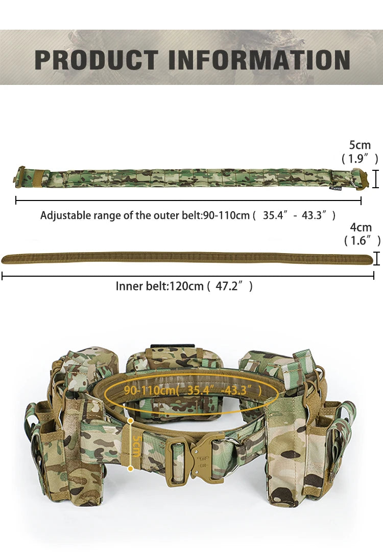 Tactical Waist Bag Hunting Tactical Battle Belt Sets Duty Belts Law Enforcement Airsoft Utility Belt with Accessories Pouches