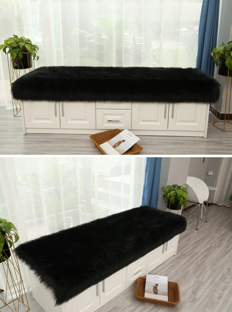 Luxury Faux Sheepskin Carpet Modern Living Room Home Decor Imitation Wool Mat Balcony Window Cushion Kids Bedroom Rug White Gray
