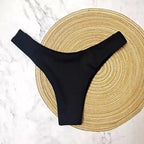 Bikini Bottoms Women's 2026 New Swimsuit Low Waisted Bottom Solid Brown Swimwear Thong Beachwear Brazilian Bathing Suit Summer