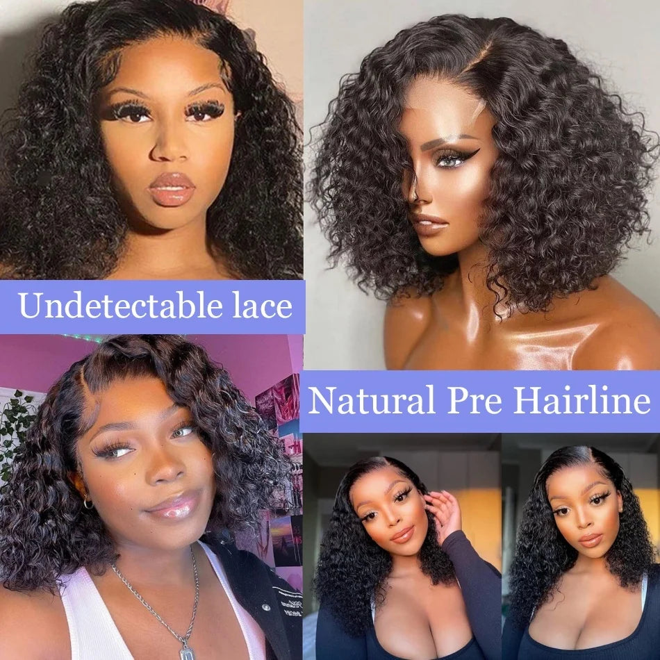 Deep Wave Bob Lace Front Human Hair Wigs Short Bob Wig 13x4 4x4 Lace Frontal Wigs Brazilian Black Pre Plucked Curly Human Hair