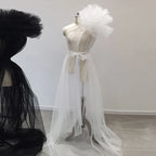 See Through Sexy Maternity Photoshoot Dresses One Shoulder Pregnant Women Photography Props Gowns Premama Evening Bathrobe Tulle