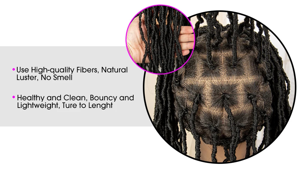 Synthetic Full Lace Locs Braided Wigs for Black Women 24 inches Knotless Box Dreadlock Braids Wig Lace Frontal Braiding Wig