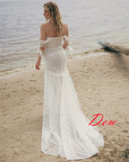 Customized Formal Sexy Temperament Dreamy Romantic Wedding Dress 	 White Lace Wedding Party  Trumpet Sleeveless  Dresses