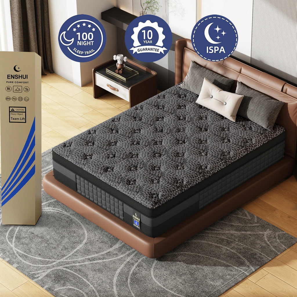 12"14"Gel Memory Foam & Pocket Spring Mattress For Back Pain Relief, Twin Full Queen King Size,Cooling & Breathable, CertiPUR-US