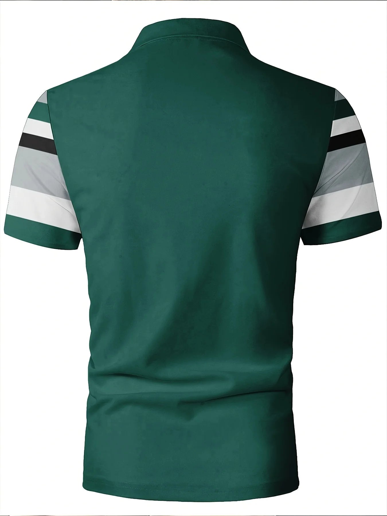 Men's Casual Stripesd Plaid 3D Printed Golf Shirt, Short-Sleeved Spring, Summer and Autumn Button Polo Shirt Polo Shirt Secondary image