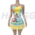 HLJ&GG Y2K Fashion Lace Splicing Bodycon Spaghetti Strap Mini Dresses Women Sleeveless Backless V Neck Slim Vestidos Streetwear