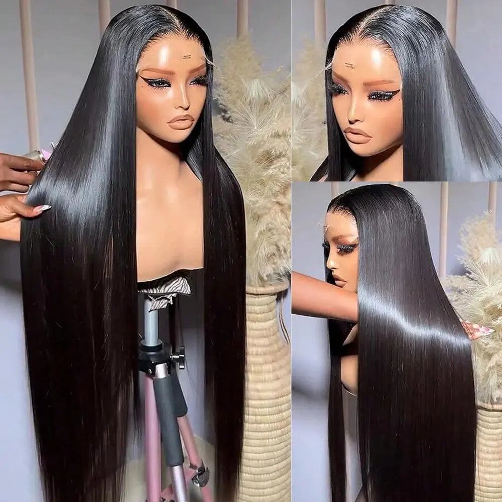 250 Density 40 42 Inch Straight Lace Front Human Hair Wigs 13x4 13x6 HD Lace Frontal Wig Remy Glueless Straight Human Hair Wigs