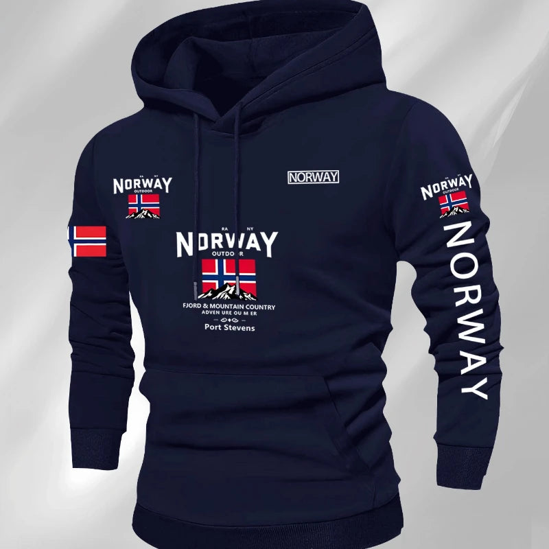 Norway Autumn winter models Men's Fleece windproof Warm 100%Cotton Oversized Hoodie Outdoor Commuter Men's High Elastic top Secondary image