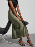 Fashion Satin Party Long Skirt High Waist Solid Color Casual Basic Women Skirts Fishtail Skirt Chic Summer Woman Clothing 2026