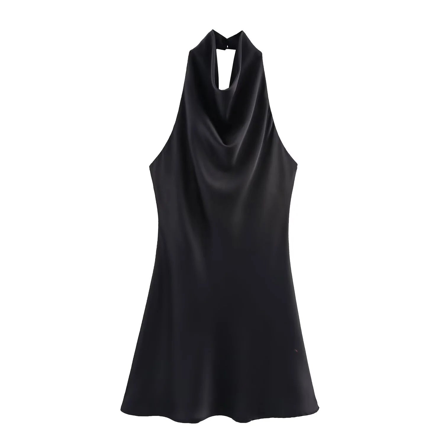 2026 Summer New Women's Clothing Simple Temperament Fashionable And Sexy Backless Silk Satin Texture Hanging Neck Dress