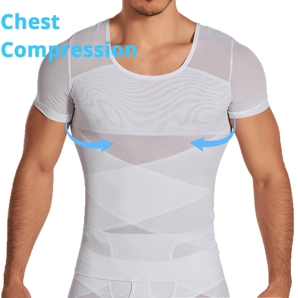 Mens Mesh Body Shaper Short Sleeve Compression Shirts Belly Slimming Undershirt Workout Abs Abdomen Tummy Control Tops Shapewear Secondary image