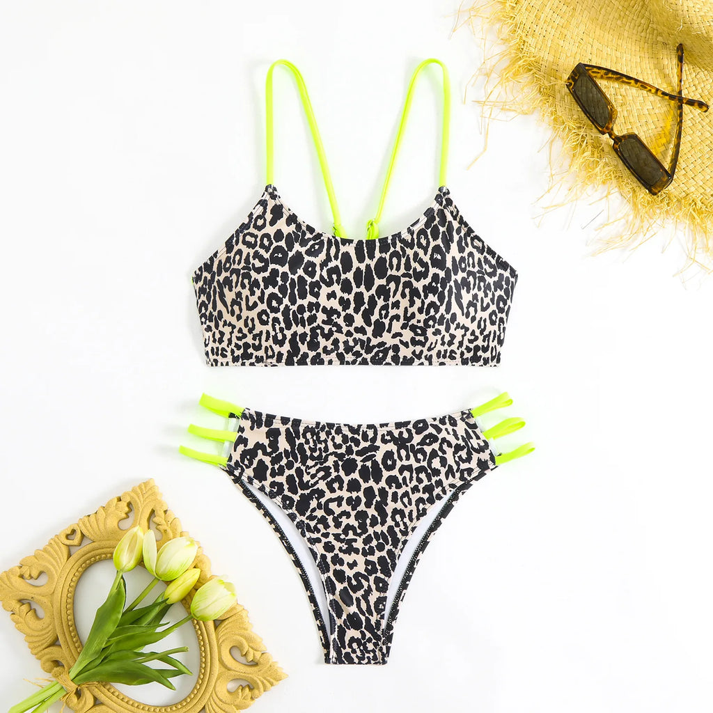 Cikini Solid Texture Split Bikini Set With Underwire, Summer Beach Swimwear Bathing Suit For Women