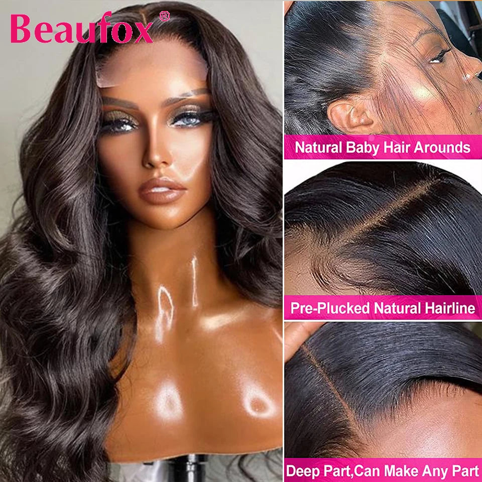 Beaufox Lace Front Human Hair Wigs For Women Brazilian Body Wave Lace Frontal Wigs Human Hair Wigs 4x4 Lace Closure Wig Main image