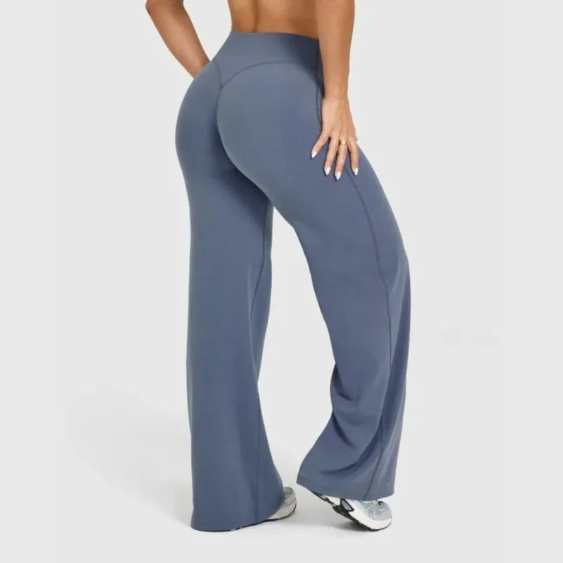 Women's New Pilates Straight Leg Yoga Pants Hip Lifting Tight Fitting Wide Leg Pants Outdoor Sports Running Casual Fitness Pants