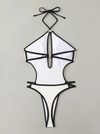 SINGREINY Hollow Out Halter Bikini Swimsuits Irregular Sheath Short Bodysuits Fashion Women Backless Beach Style Sexy Playsuits