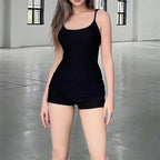 Sexy Backless Playsuits Women Sports Fitness Summer Fashion Black New Rompers Slim Solid Color Skinny Strap Playuitss