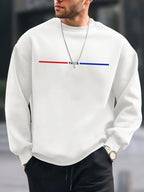 Men's autumn and winter thick velvet warm and fashionable casual loose Paris print round neck long sleeved pullover