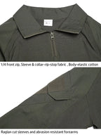 Men's Outdoor Tactical Shirts Long Sleeve Outfit Combat Shirt 1/4 Zipper Ripstop Tops Workwear pullover Camo Airsoft T-Shirts