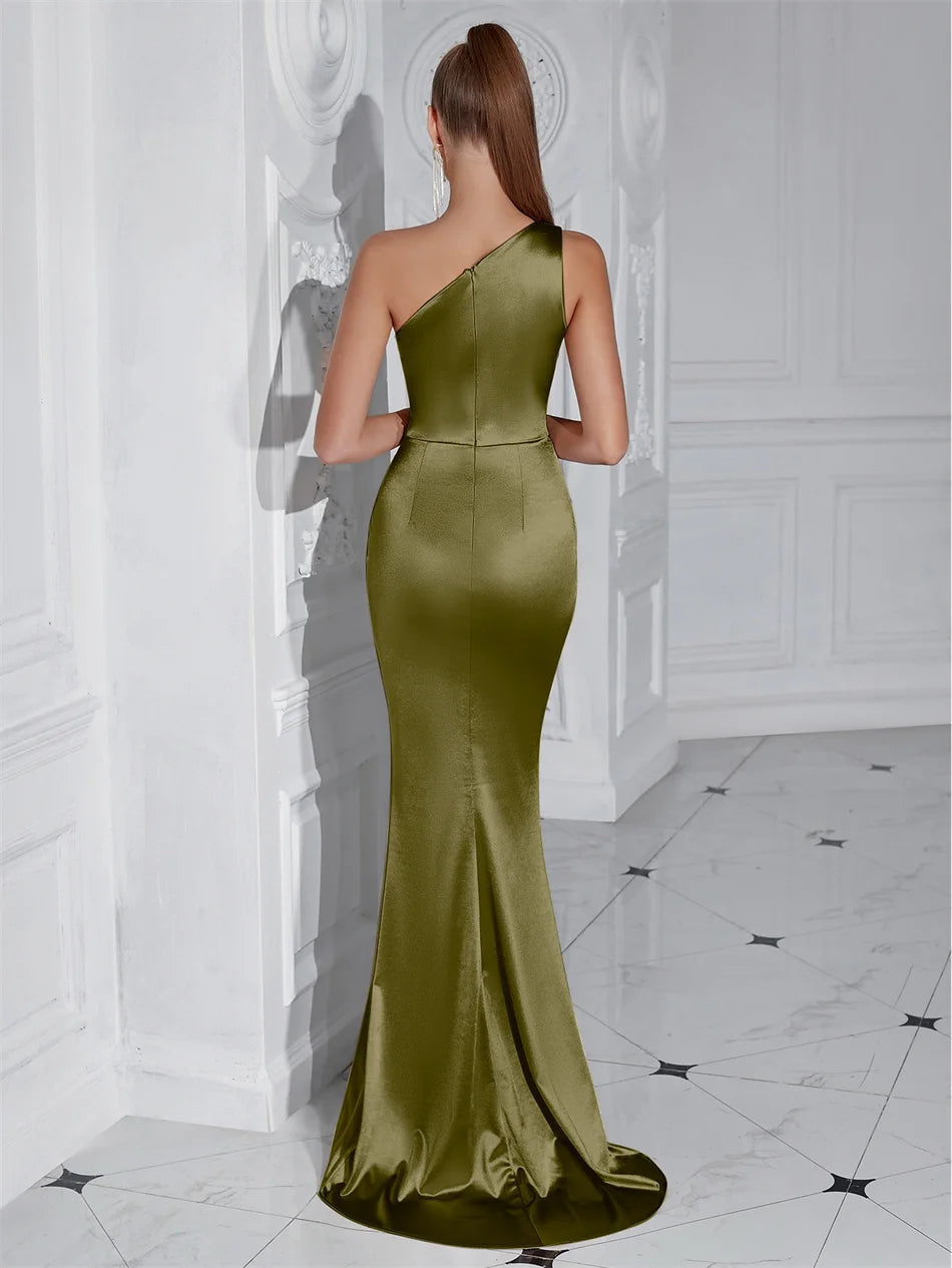 Formal Women's Evening Prom Elegant Party wedding guest  Celebrity Female Satin Maxi Club Wear Cocktail Dresses