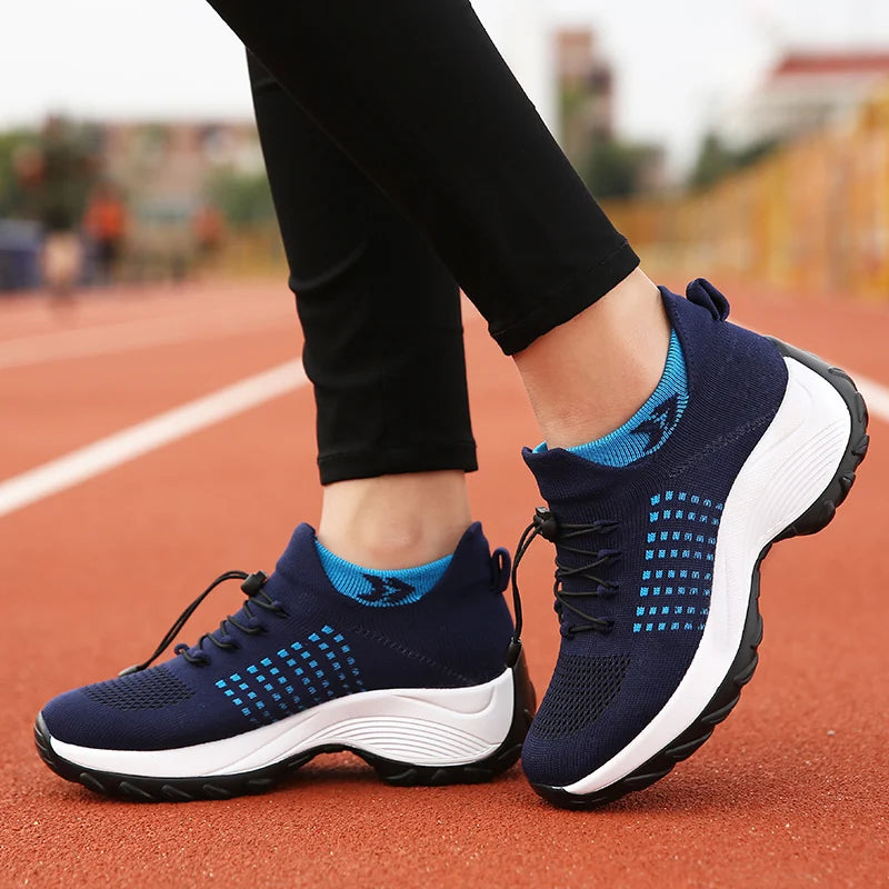 Women Walking Shoes Breathable Fly Weaving Sneakers Non Slip Casual Shoes 7 Color Size 35-45