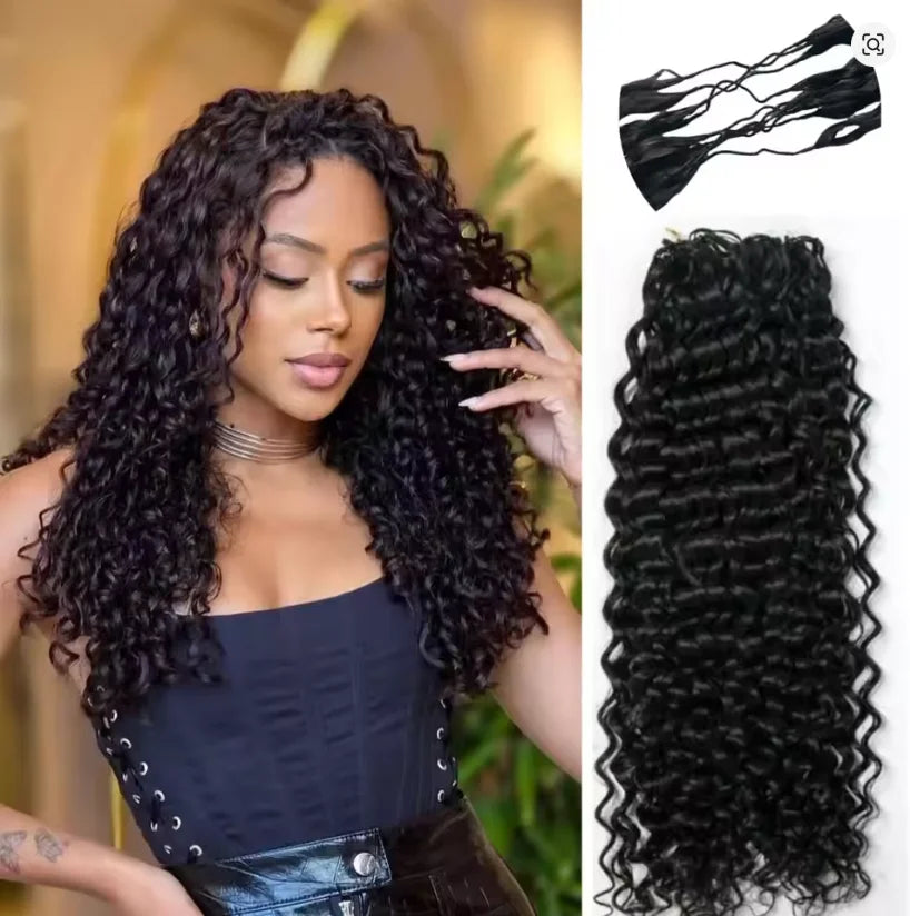 Brazilian Hair Kinky Curly Crochet Braiding Human Hair Deep Wave Crochet Human Hair Extensions Knotless Pre-Separated Crochet