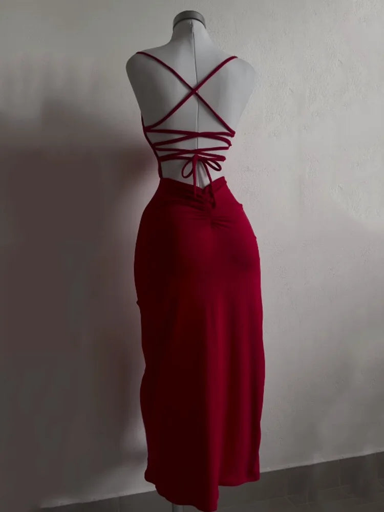 2026 explosive new dress summer high sensibility halter strap Spice Girl bag hip dress
