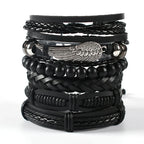 Fashion Bracelet Viking  Bracelet For Men Hand Bracelets Woven Skull Hand Jewelry Adjustable Leather Set viking man bracelet