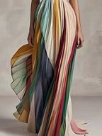 Women's Summer Printing Patchwork Maxi Dress Sleeveless Fashion Holiday Party Dresses Elegant Strapless Ladies Dress Vestidos