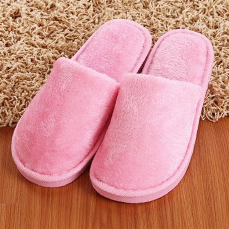 Soft Plush Cotton Slippers Shoes Autumn Winter Couple Unisex Non-Slip Floor Indoor Home Furry Slippers Women Shoes For Bedroom Main image