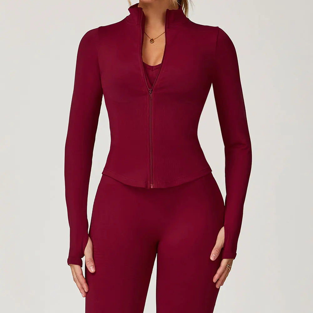 New Women Seamless Zipper Jacket Yoga Long Sleeved Gym Top Yoga Push Up Jacket Fitness Running Workout Sport Coat Women's Shirts Main image