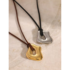 Youthway Trendy Stainless Steel Waterproof Irregular Geometric Metal Wax Rope Necklace Gold Silver For Women Jewelry Gift