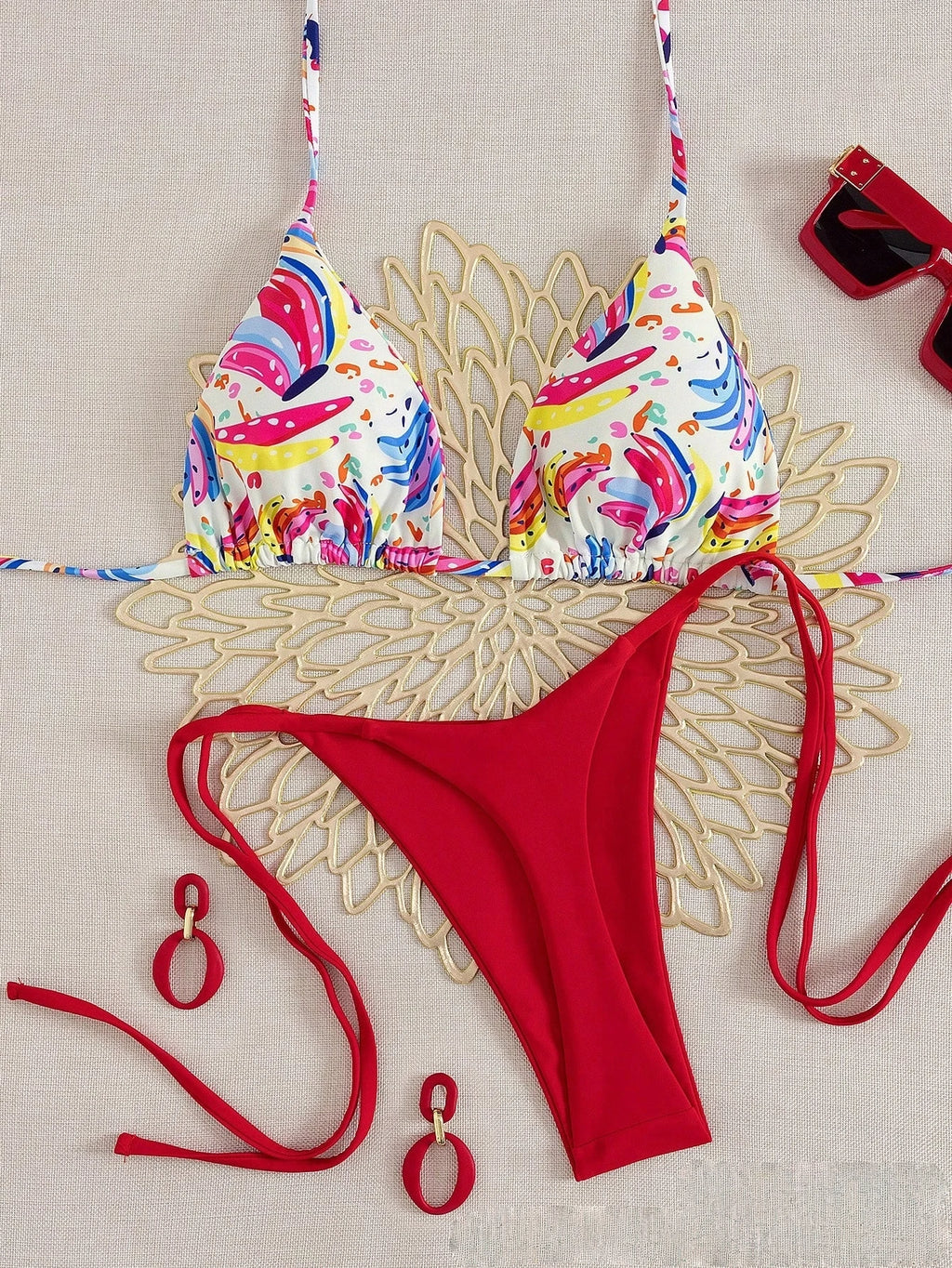 Bikini Print Swimsuit Beach Sexy Ladies Swimwear Seaside Vacation