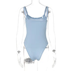 Strap Solid Bodycon Sexy Body Casual Basic White Summer Bodysuit Women Tops Sleeveless Sheer Bodysuits Jumpsuit Slim
