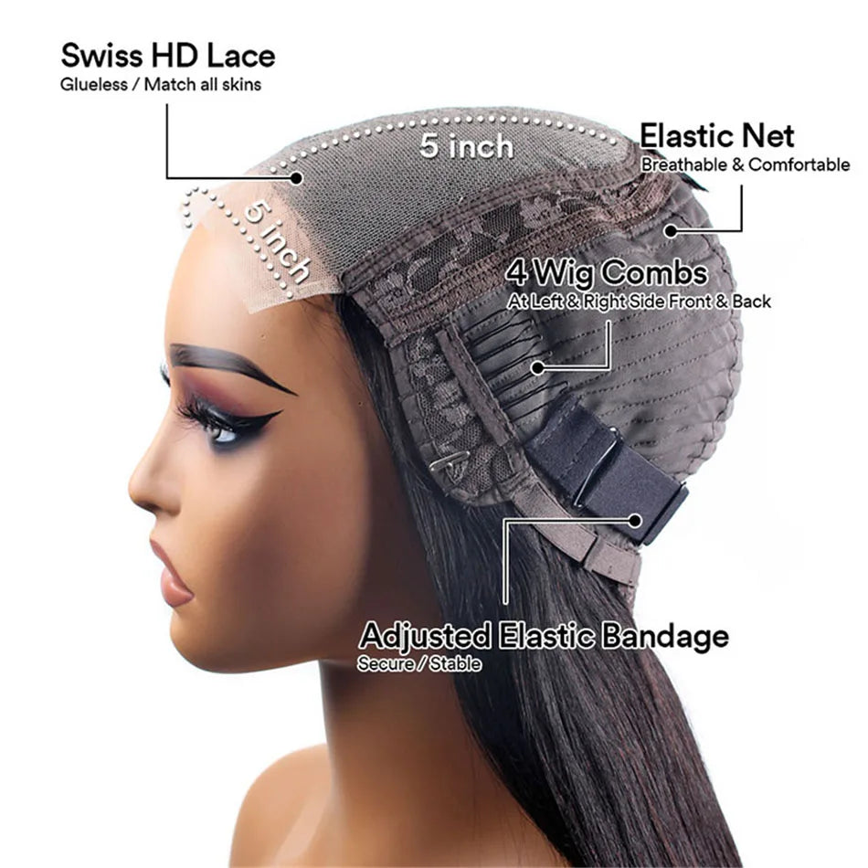 30 Inch Natural Black 360 Lace Front Straight Human Hair Wigs HD Transparant Full Lace 5X5 Glueless Wigs Human Hair Pre Plucked
