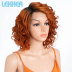 Lekker Ginger Short Pixie Cut Wavy Bob 13x1 C Part Lace Front 100% Human Hair Wigs For Women Brazilian Remy Hair Clearance Wigs