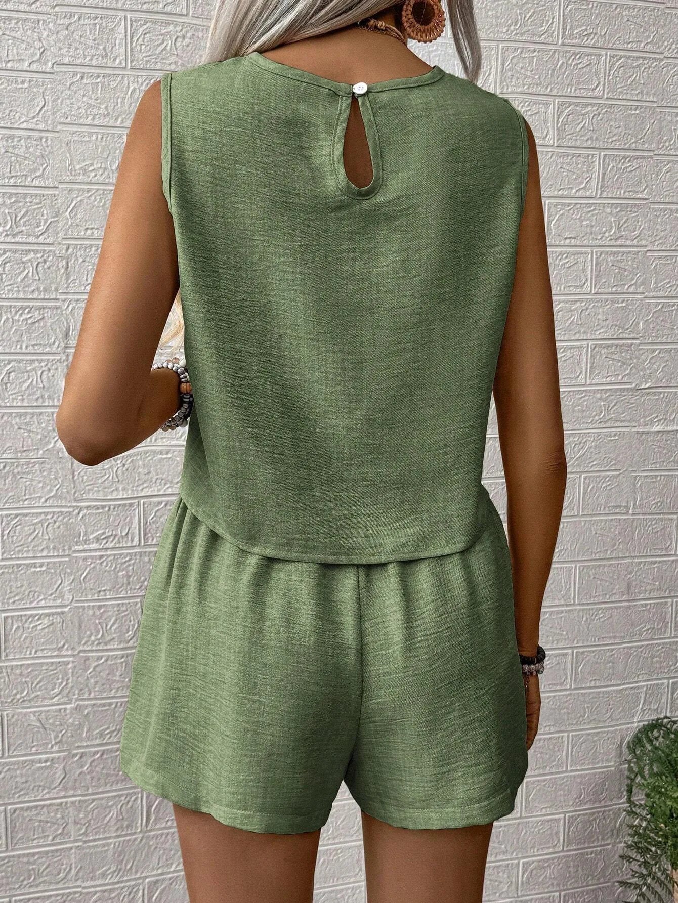 Summer Shorts Sets Women 2026 Fashion Sleeveless Loose Tank Tops And Short Pants Two Piece Sets Women Outfit Casual Femme Suit