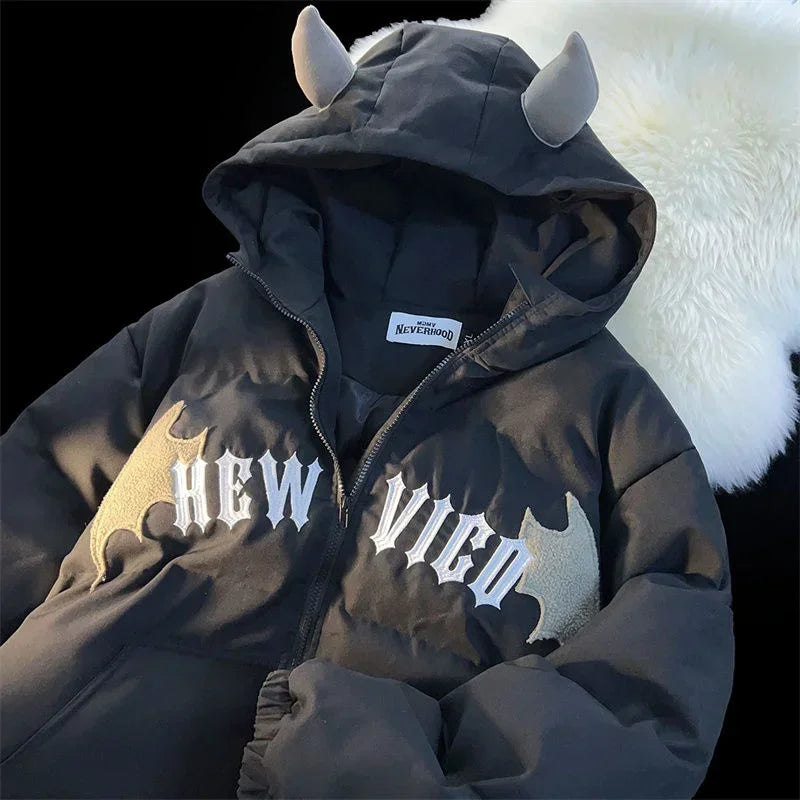 Couples Winter Devil Bread Clothing Casual Hooded Jacket Embroidered Cotton-padded Y2K Jackets Coats New Jacket In Winter 2023 Main image