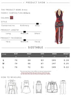 Weird Puss Diamond Print Dress Women Backless Split Colorful Halter Sexy Deep V-Neck Elegant Birthday Party Stretch Vestidos