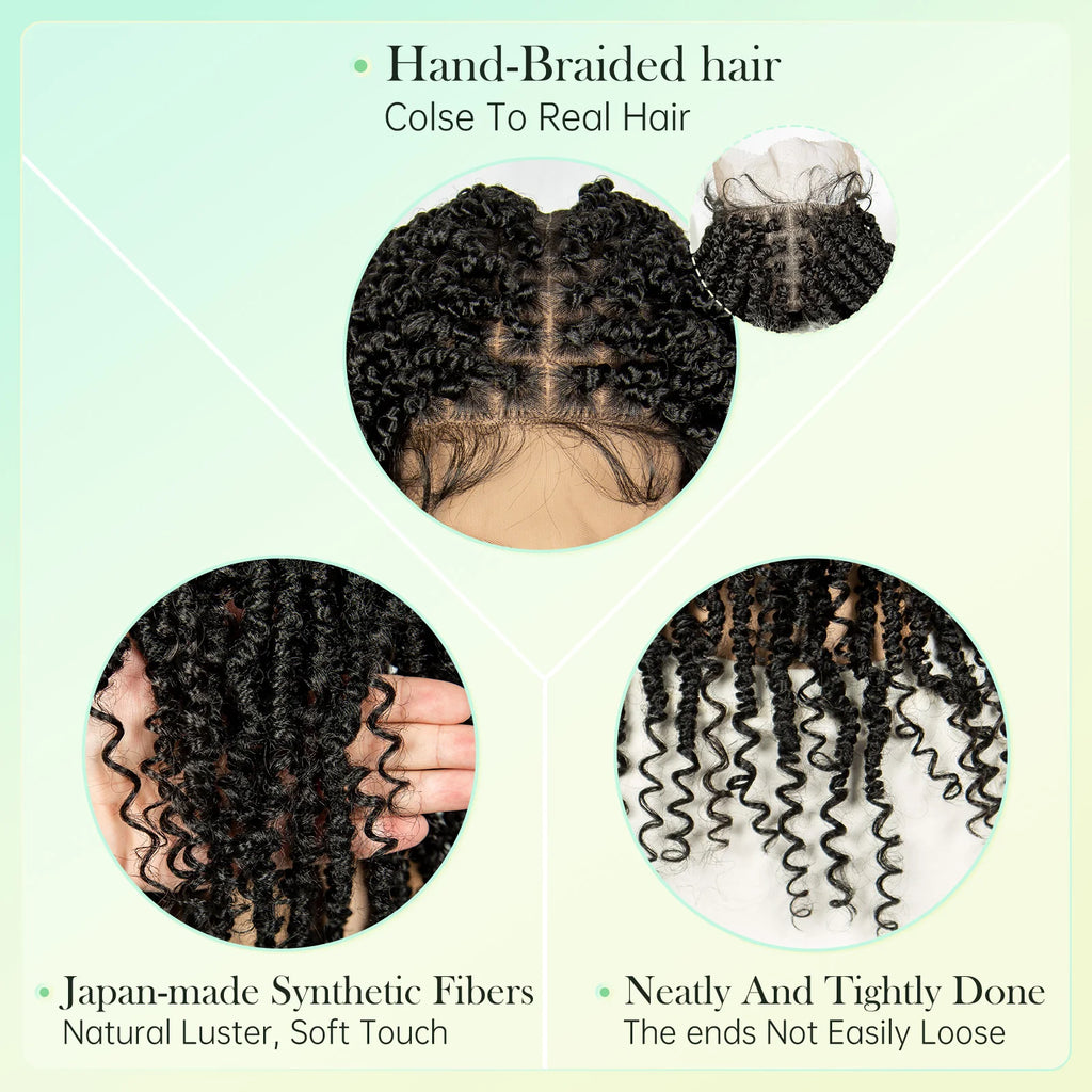 14Inch Full Lace Braided Wigs Synthetic Lace Frontal Twisted Braids Wigs with Baby Hair Knotless Box Braids Wig for Black Women