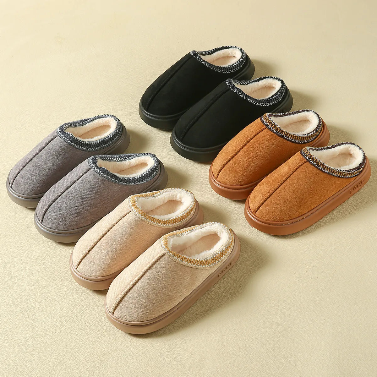 Pantoufles D'hiver Chaudes Pour Femmes, Intérieur En Peluche, Semelle Épaisse Antidérapante, Chaussures De Maison Chaudes Brodée