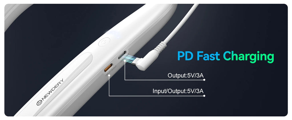 NEWDERY 10000mAh Battery Pack for Meta Quest 3S/3/2/1/Pro/PSVR 2/Pico 4 Pro USB C Portable Charger Hanging Neck Power Bank