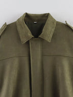 DUOPERI Women 2025 New Solid Bomber Jackets Lapel Neck Long Sleeves Female Elegance Chic Casual Jacket Tops