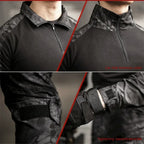 Outdoor Long Sleeve Tactical Shirts Combat Shirt 1/4 Zipper Ripstop Cotton Wear-resisting Camo Airsoft T Shirts Men Clothing