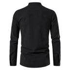 New Men's Casual Blouse Cotton Linen Shirt Tops Long Sleeve Tee Shirt Spring Autumn Slanted Placket Vintage Yoga Shirts