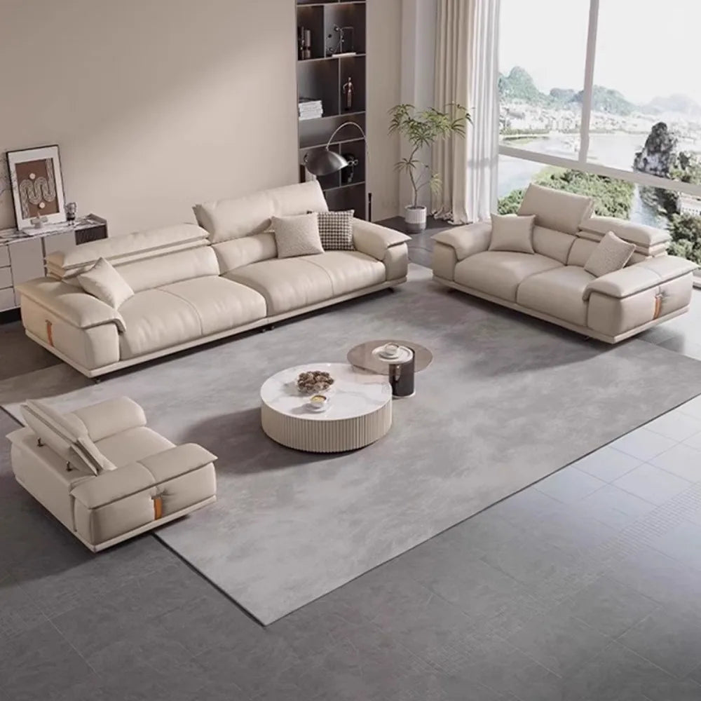Genuine Leather Italian Living Room Sofa Luxury Lounge Designer Minimalist Sofa Modern Family Muebles Home Furniture Accessories
