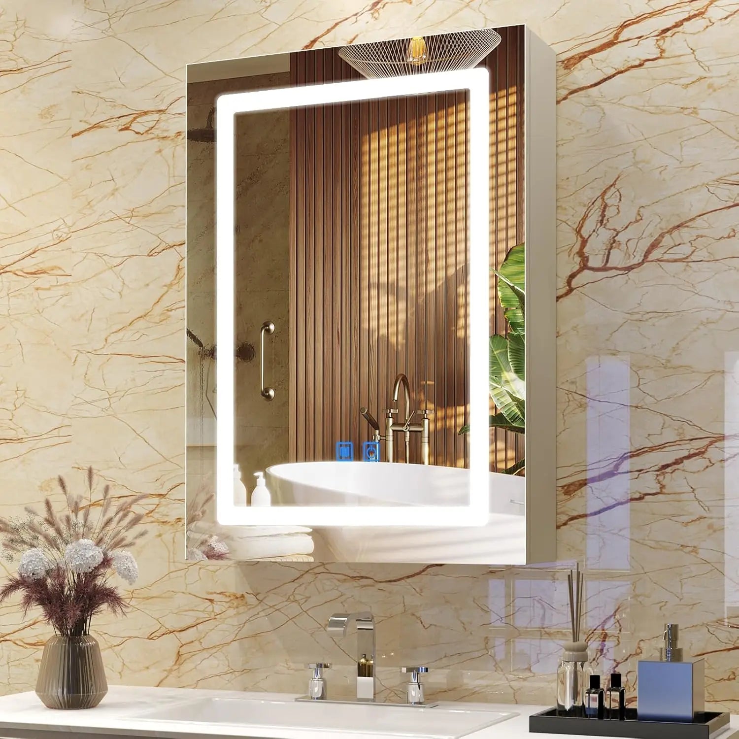 Medicine Cabinets for Bathroom,Medicine Cabinet Mirror,Lighted Medicine Cabinet with LED Lights,Adjustable Shelf,, Customized
